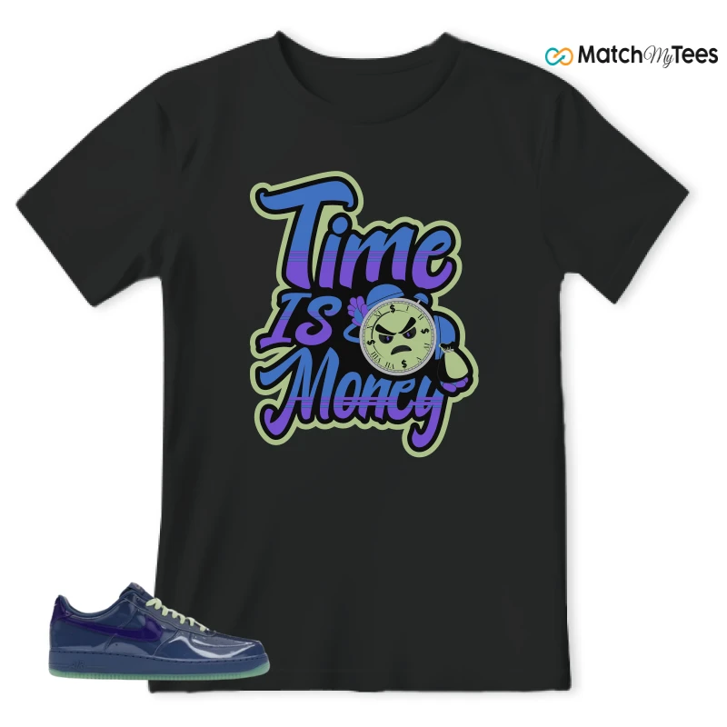 NIKE AIR FORCE 1 LOW PATENT LEATHER MYSTIC NAVY GRAPE ICE SNEAKER Matching Tees t-shirt