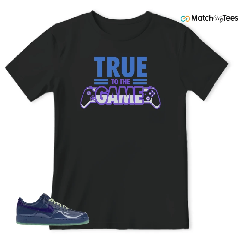 NIKE AIR FORCE 1 LOW PATENT LEATHER MYSTIC NAVY GRAPE ICE SNEAKER Matching Tees t-shirt