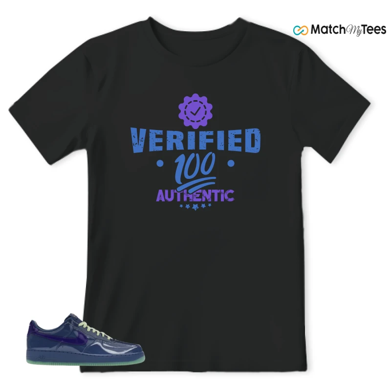 NIKE AIR FORCE 1 LOW PATENT LEATHER MYSTIC NAVY GRAPE ICE SNEAKER Matching Tees t-shirt