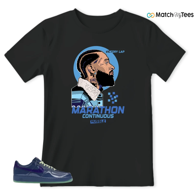 NIKE AIR FORCE 1 LOW PATENT LEATHER MYSTIC NAVY GRAPE ICE SNEAKER Matching Tees t-shirt