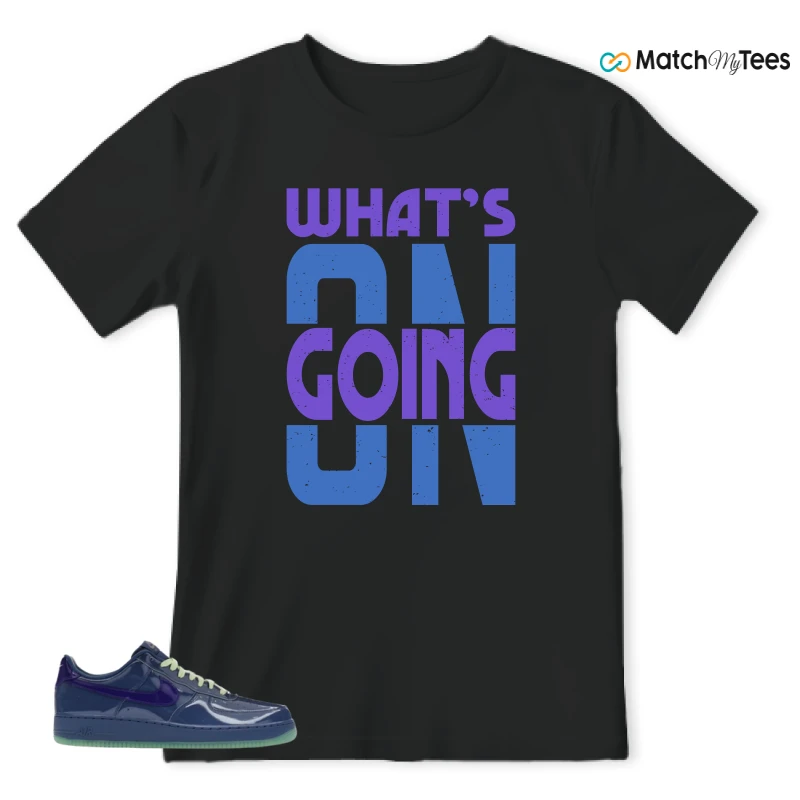 NIKE AIR FORCE 1 LOW PATENT LEATHER MYSTIC NAVY GRAPE ICE SNEAKER Matching Tees t-shirt