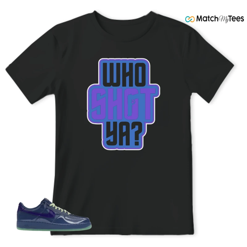 NIKE AIR FORCE 1 LOW PATENT LEATHER MYSTIC NAVY GRAPE ICE SNEAKER Matching Tees t-shirt
