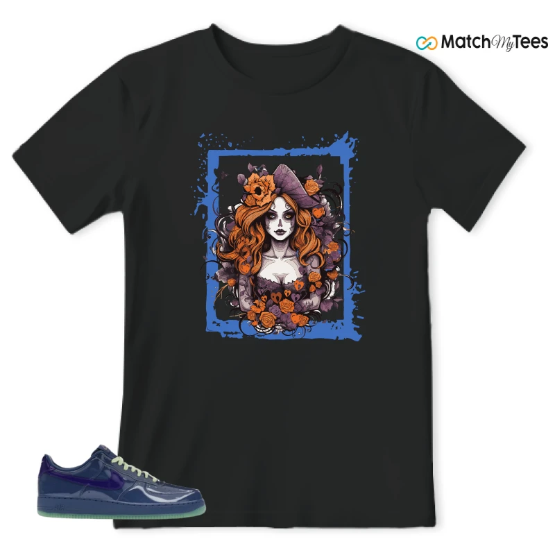 NIKE AIR FORCE 1 LOW PATENT LEATHER MYSTIC NAVY GRAPE ICE SNEAKER Matching Tees t-shirt