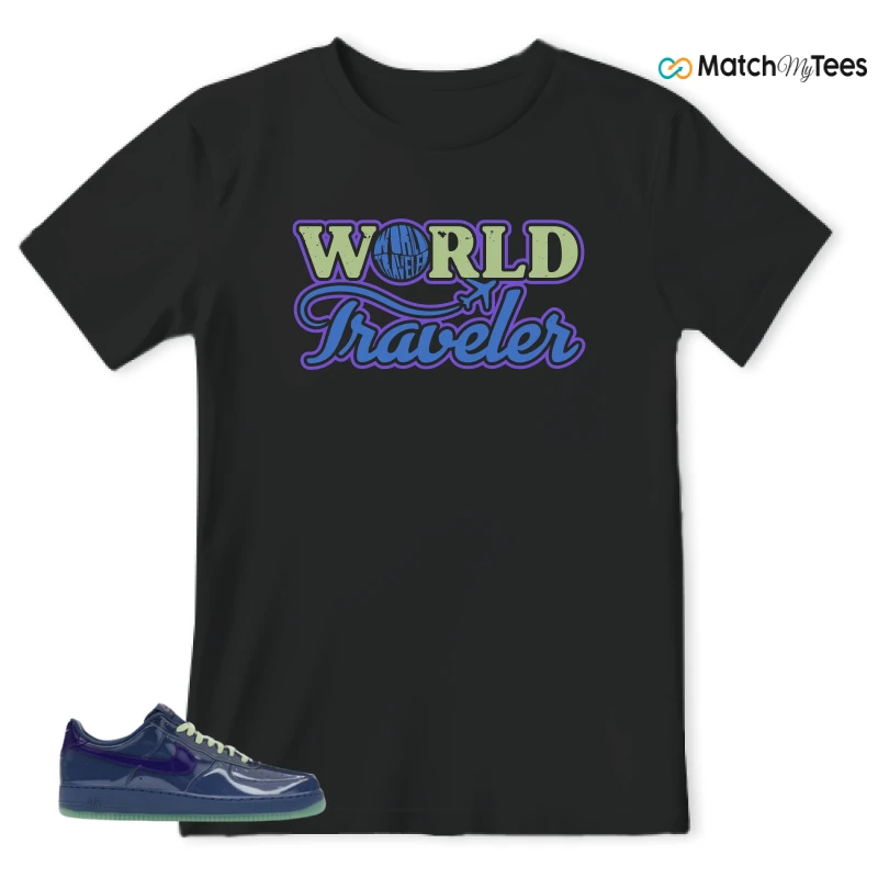 NIKE AIR FORCE 1 LOW PATENT LEATHER MYSTIC NAVY GRAPE ICE SNEAKER Matching Tees t-shirt