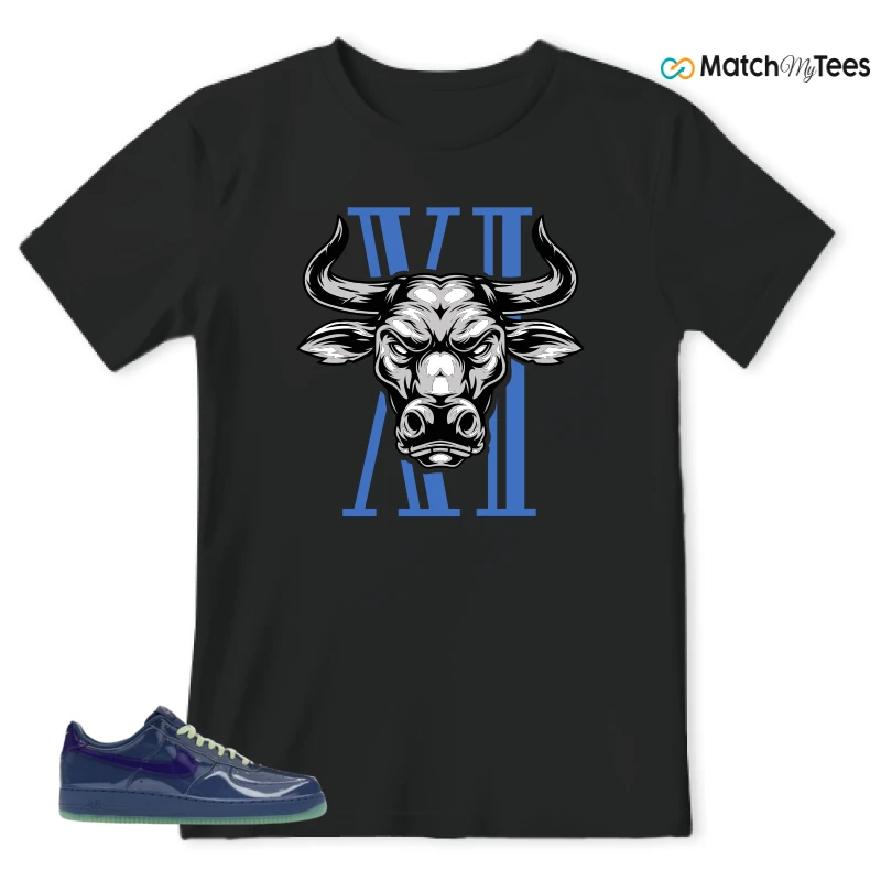 NIKE AIR FORCE 1 LOW PATENT LEATHER MYSTIC NAVY GRAPE ICE SNEAKER Matching Tees t-shirt