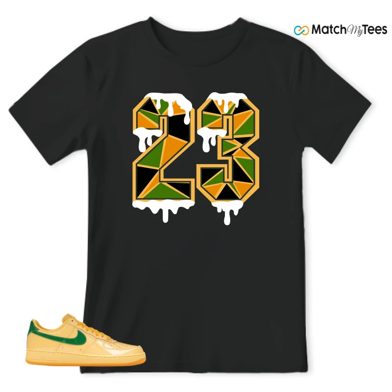 NIKE AIR FORCE 1 LOW PATENT LEATHER TOPAZ GOLD SNEAKER Matching Tees t-shirt