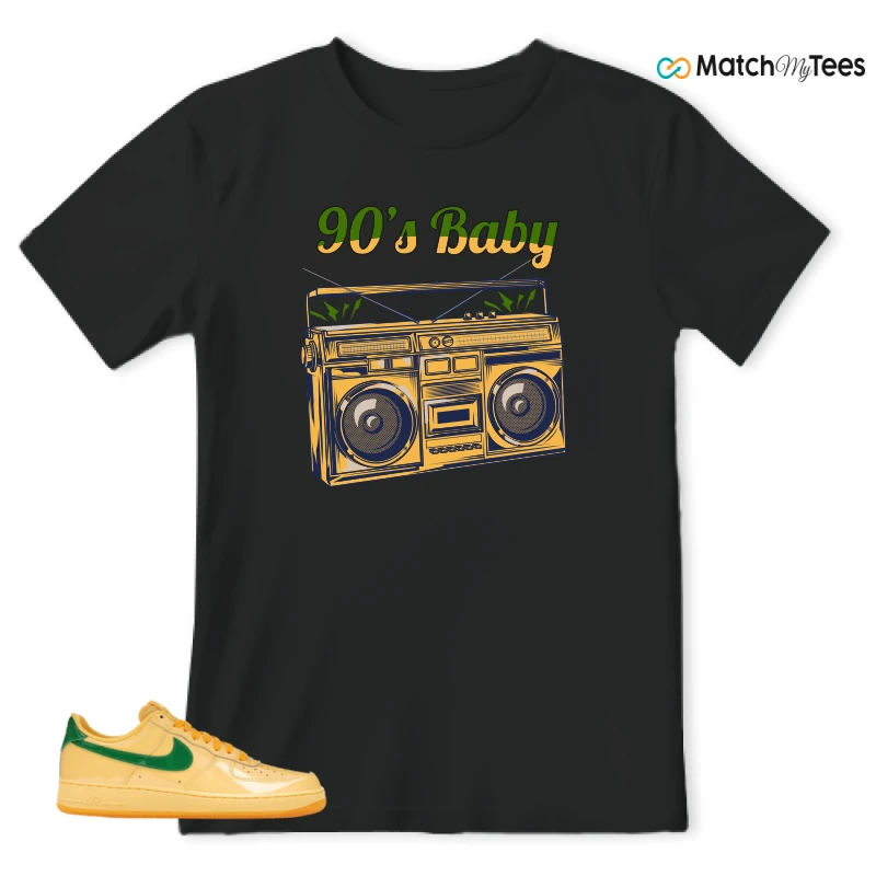 NIKE AIR FORCE 1 LOW PATENT LEATHER TOPAZ GOLD SNEAKER Matching Tees t-shirt
