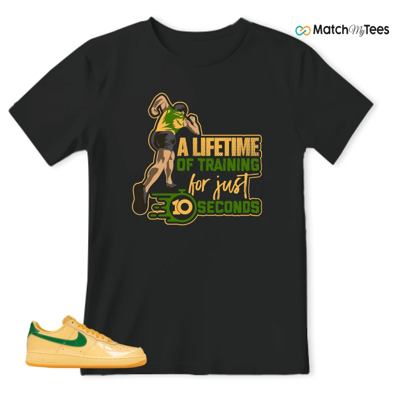 NIKE AIR FORCE 1 LOW PATENT LEATHER TOPAZ GOLD SNEAKER Matching Tees t-shirt