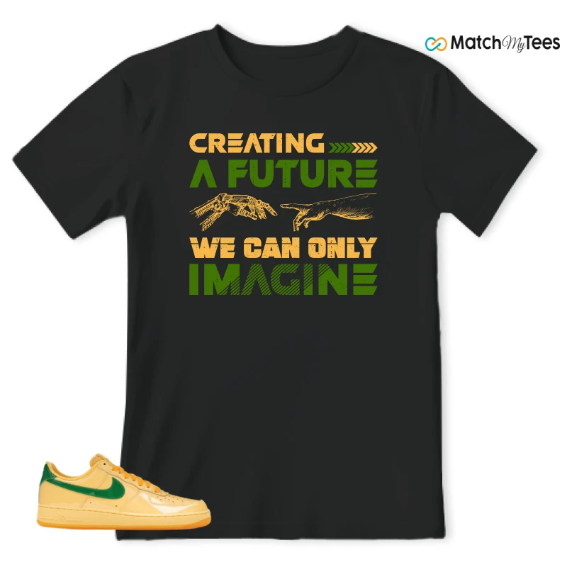 NIKE AIR FORCE 1 LOW PATENT LEATHER TOPAZ GOLD SNEAKER Matching Tees t-shirt