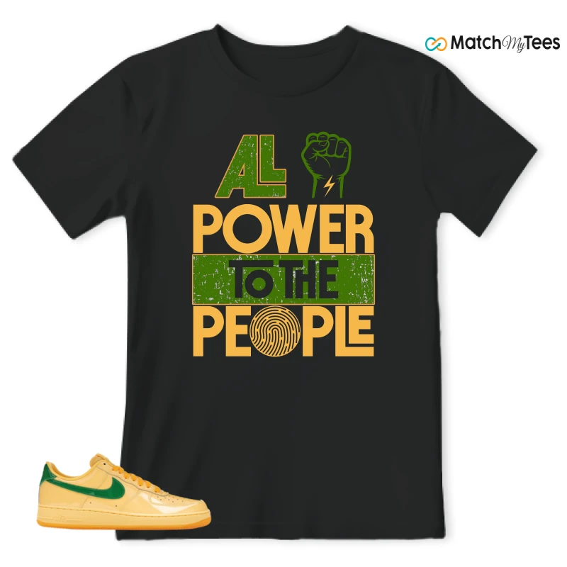 NIKE AIR FORCE 1 LOW PATENT LEATHER TOPAZ GOLD SNEAKER Matching Tees t-shirt