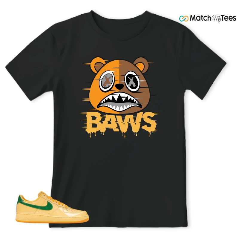 NIKE AIR FORCE 1 LOW PATENT LEATHER TOPAZ GOLD SNEAKER Matching Tees t-shirt