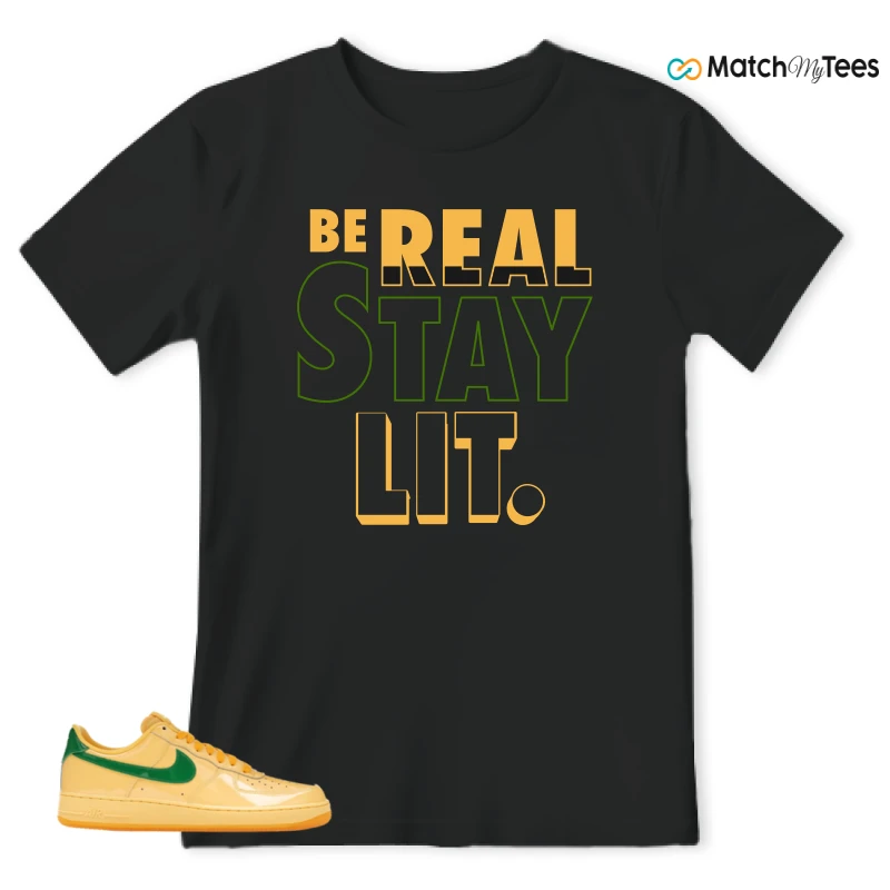 NIKE AIR FORCE 1 LOW PATENT LEATHER TOPAZ GOLD SNEAKER Matching Tees t-shirt