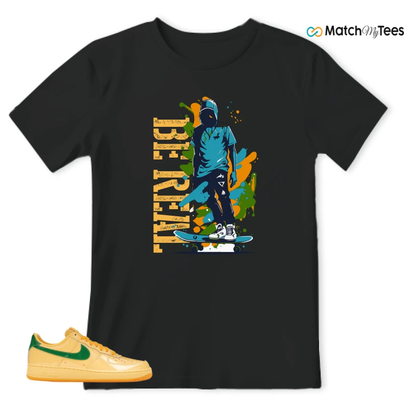 NIKE AIR FORCE 1 LOW PATENT LEATHER TOPAZ GOLD SNEAKER Matching Tees t-shirt