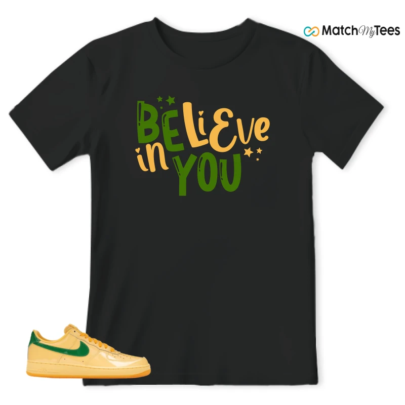 NIKE AIR FORCE 1 LOW PATENT LEATHER TOPAZ GOLD SNEAKER Matching Tees t-shirt