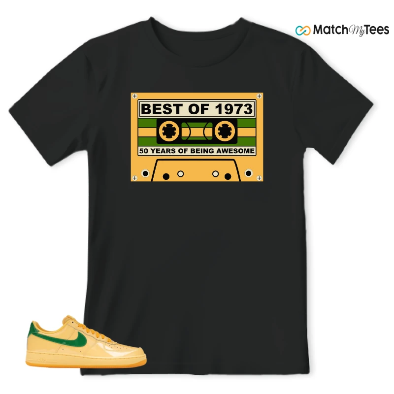 NIKE AIR FORCE 1 LOW PATENT LEATHER TOPAZ GOLD SNEAKER Matching Tees t-shirt