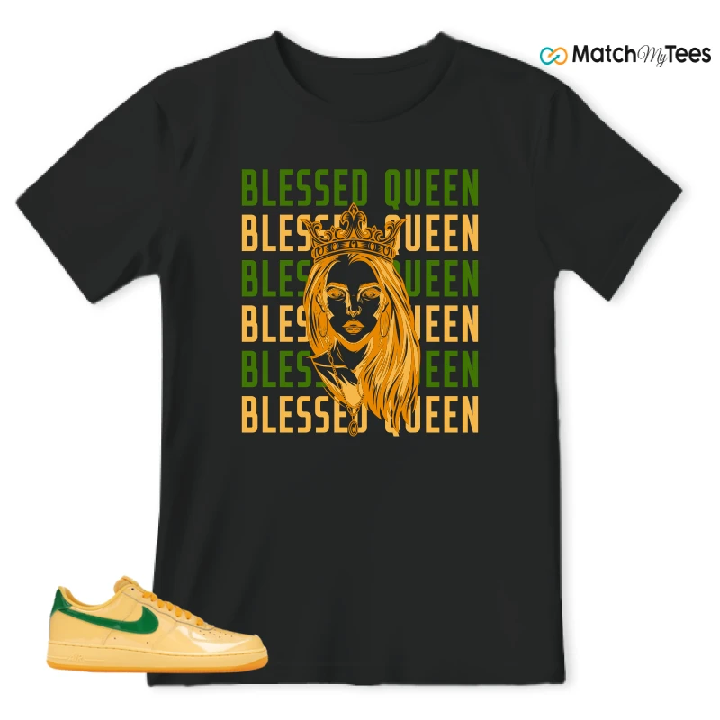 NIKE AIR FORCE 1 LOW PATENT LEATHER TOPAZ GOLD SNEAKER Matching Tees t-shirt