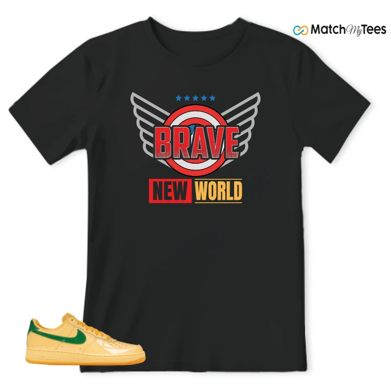 NIKE AIR FORCE 1 LOW PATENT LEATHER TOPAZ GOLD SNEAKER Matching Tees t-shirt