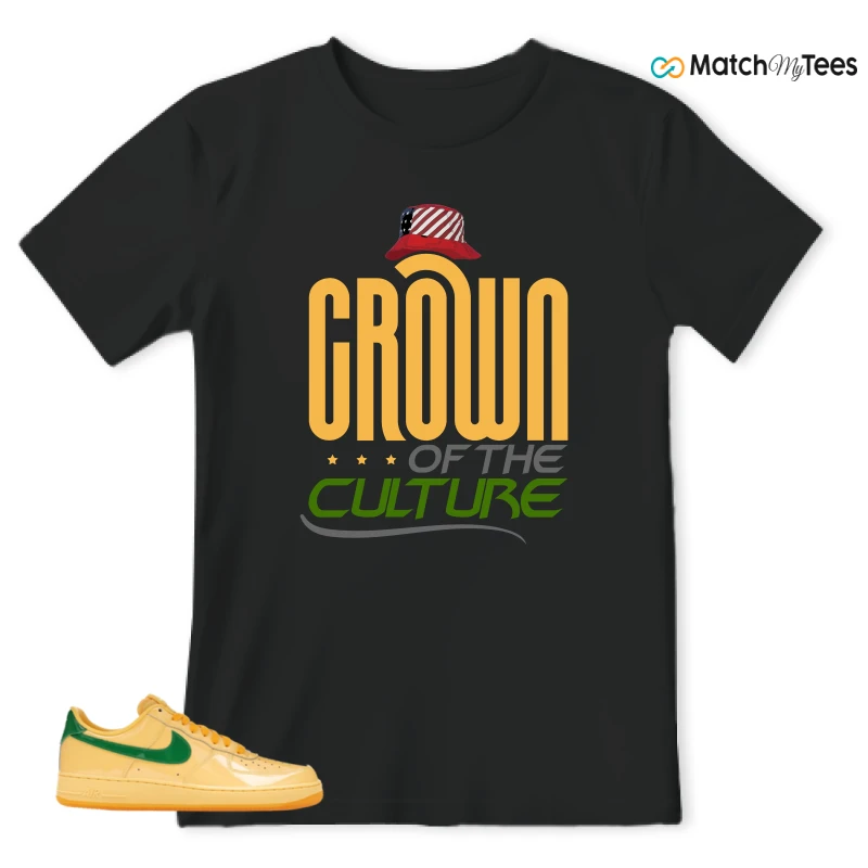 NIKE AIR FORCE 1 LOW PATENT LEATHER TOPAZ GOLD SNEAKER Matching Tees t-shirt