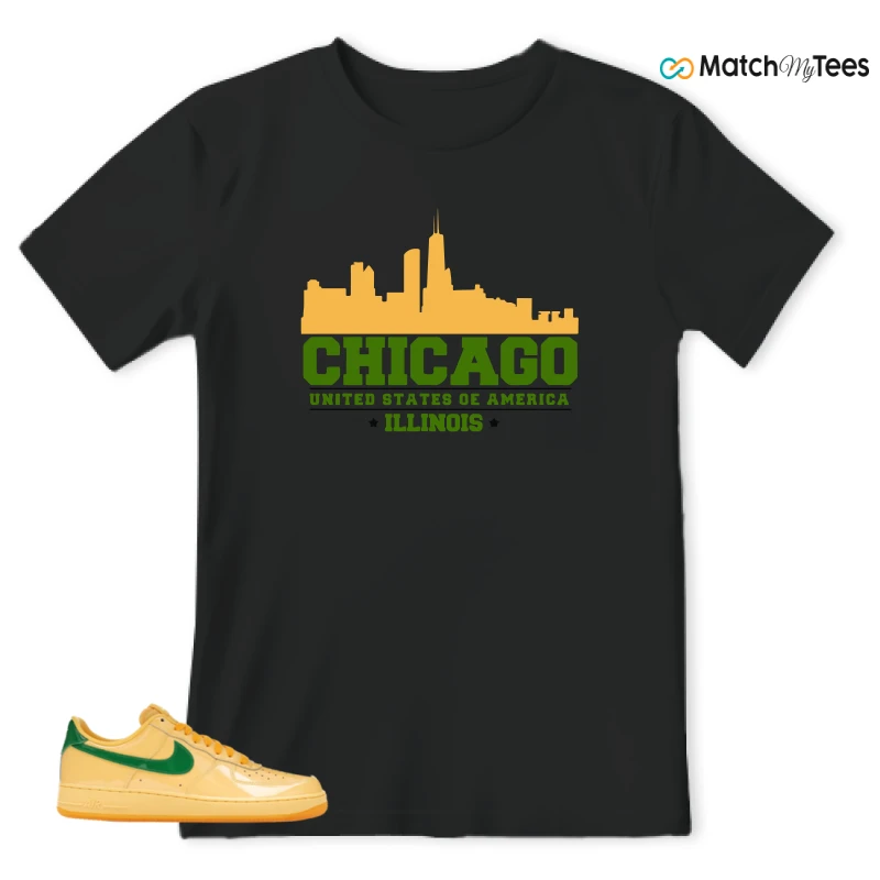 NIKE AIR FORCE 1 LOW PATENT LEATHER TOPAZ GOLD SNEAKER Matching Tees t-shirt