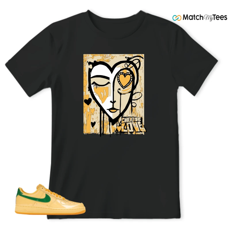 NIKE AIR FORCE 1 LOW PATENT LEATHER TOPAZ GOLD SNEAKER Matching Tees t-shirt