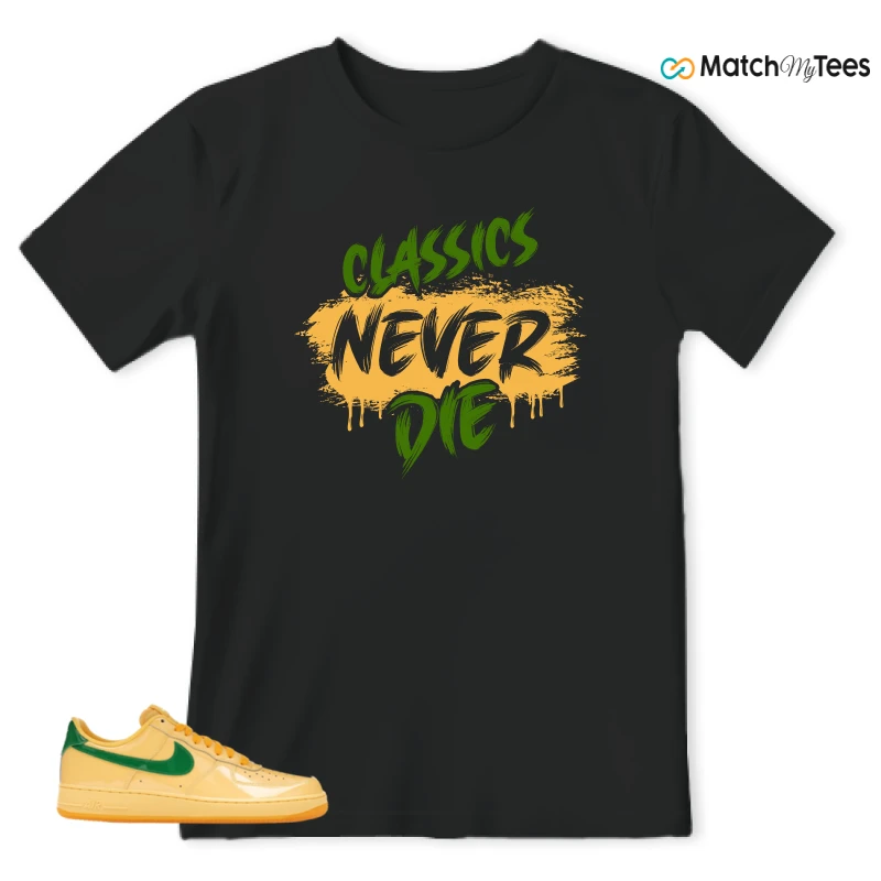 NIKE AIR FORCE 1 LOW PATENT LEATHER TOPAZ GOLD SNEAKER Matching Tees t-shirt