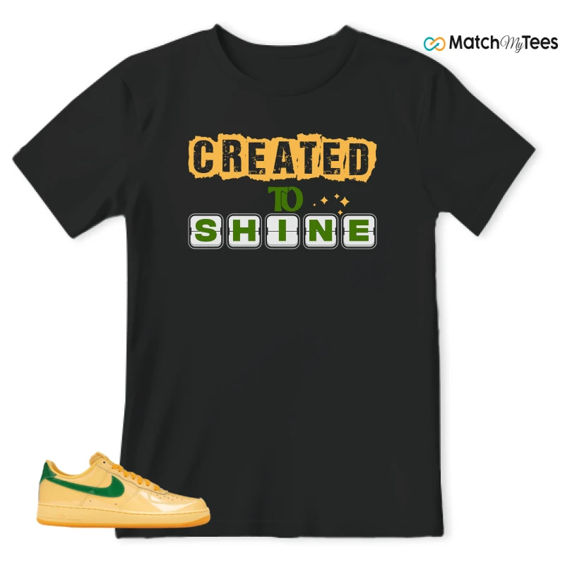 NIKE AIR FORCE 1 LOW PATENT LEATHER TOPAZ GOLD SNEAKER Matching Tees t-shirt