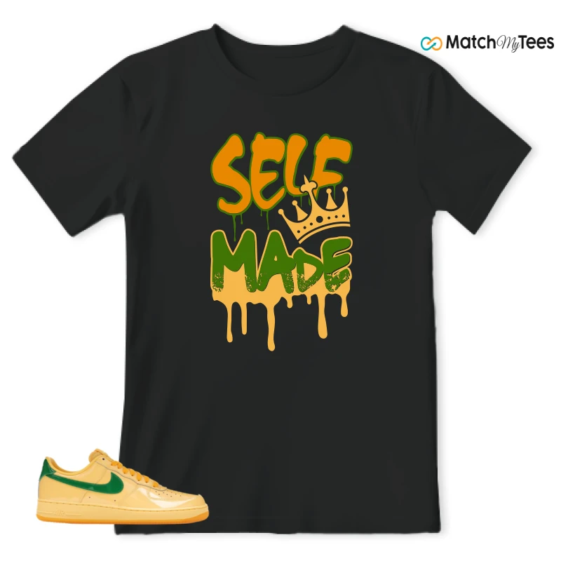 NIKE AIR FORCE 1 LOW PATENT LEATHER TOPAZ GOLD SNEAKER Matching Tees t-shirt