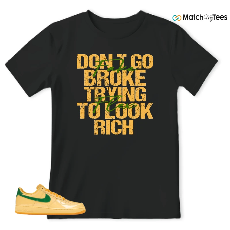 NIKE AIR FORCE 1 LOW PATENT LEATHER TOPAZ GOLD SNEAKER Matching Tees t-shirt