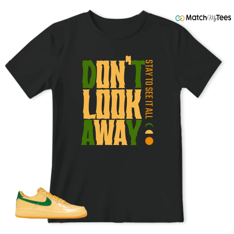 NIKE AIR FORCE 1 LOW PATENT LEATHER TOPAZ GOLD SNEAKER Matching Tees t-shirt
