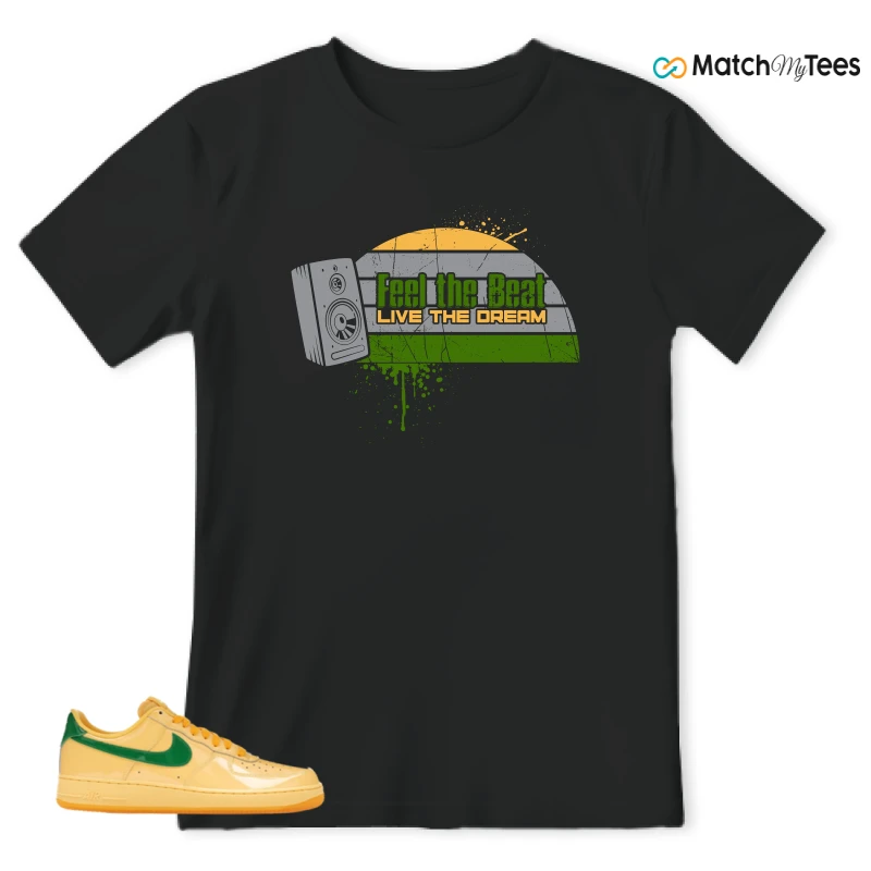 NIKE AIR FORCE 1 LOW PATENT LEATHER TOPAZ GOLD SNEAKER Matching Tees t-shirt