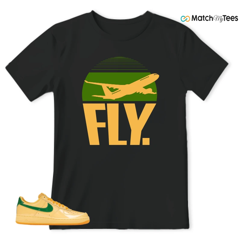 NIKE AIR FORCE 1 LOW PATENT LEATHER TOPAZ GOLD SNEAKER Matching Tees t-shirt