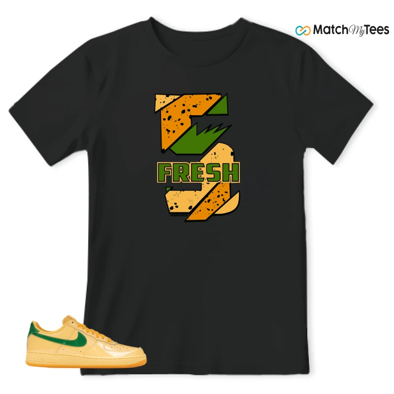 NIKE AIR FORCE 1 LOW PATENT LEATHER TOPAZ GOLD SNEAKER Matching Tees t-shirt