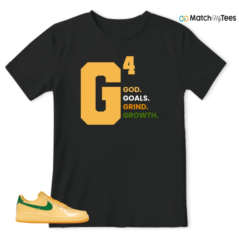 NIKE AIR FORCE 1 LOW PATENT LEATHER TOPAZ GOLD SNEAKER Matching Tees t-shirt
