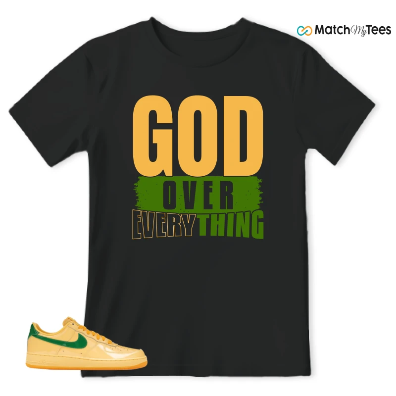 NIKE AIR FORCE 1 LOW PATENT LEATHER TOPAZ GOLD SNEAKER Matching Tees t-shirt