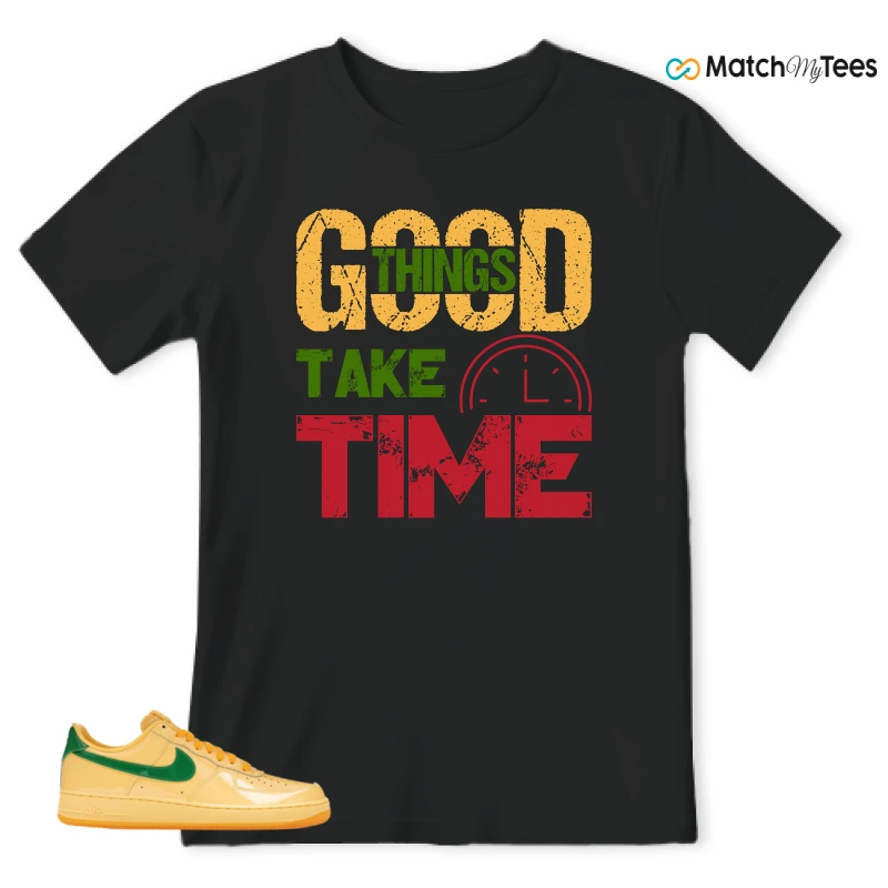 NIKE AIR FORCE 1 LOW PATENT LEATHER TOPAZ GOLD SNEAKER Matching Tees t-shirt