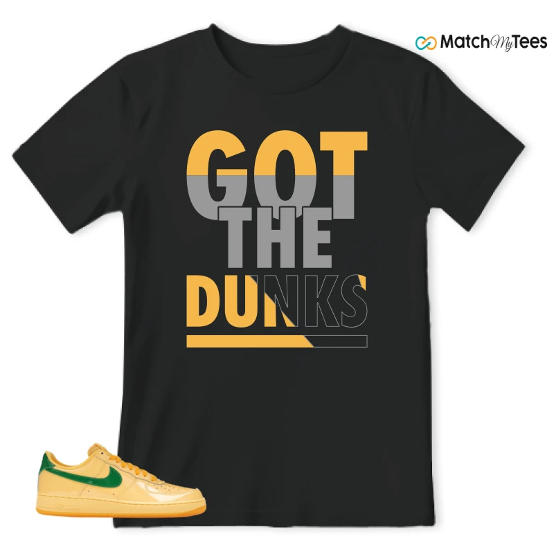 NIKE AIR FORCE 1 LOW PATENT LEATHER TOPAZ GOLD SNEAKER Matching Tees t-shirt