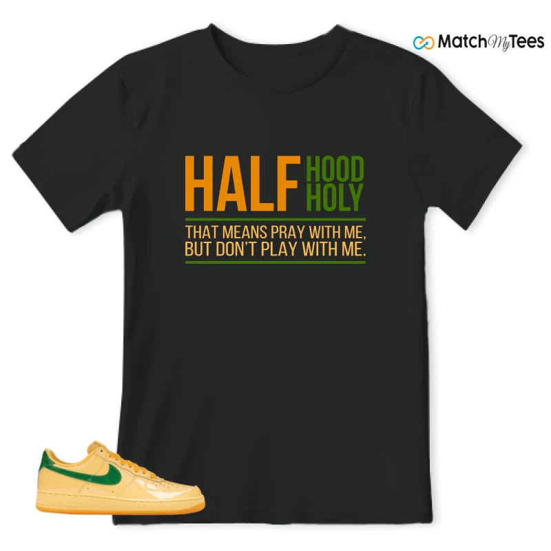 NIKE AIR FORCE 1 LOW PATENT LEATHER TOPAZ GOLD SNEAKER Matching Tees t-shirt