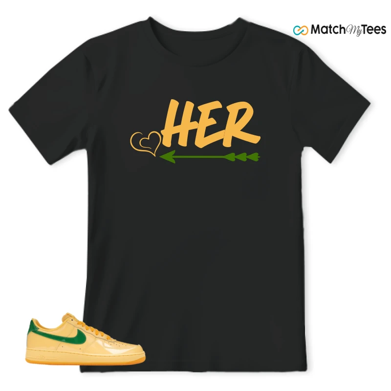 NIKE AIR FORCE 1 LOW PATENT LEATHER TOPAZ GOLD SNEAKER Matching Tees t-shirt