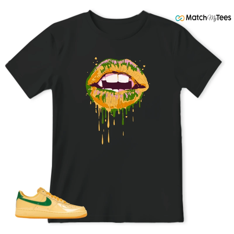 NIKE AIR FORCE 1 LOW PATENT LEATHER TOPAZ GOLD SNEAKER Matching Tees t-shirt