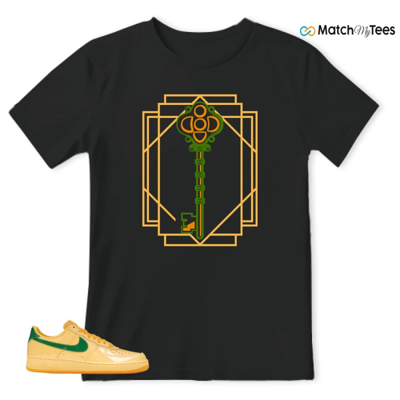 NIKE AIR FORCE 1 LOW PATENT LEATHER TOPAZ GOLD SNEAKER Matching Tees t-shirt
