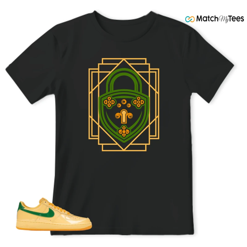 NIKE AIR FORCE 1 LOW PATENT LEATHER TOPAZ GOLD SNEAKER Matching Tees t-shirt