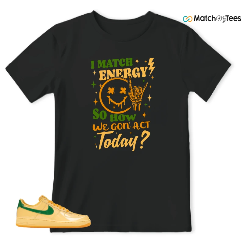 NIKE AIR FORCE 1 LOW PATENT LEATHER TOPAZ GOLD SNEAKER Matching Tees t-shirt