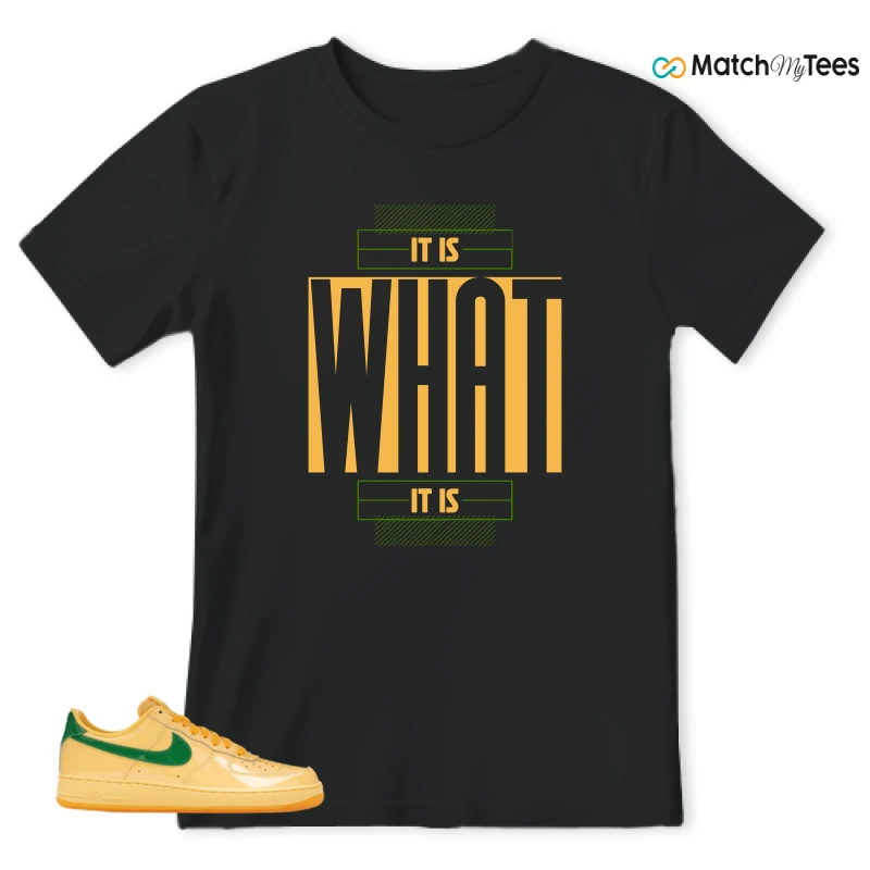 NIKE AIR FORCE 1 LOW PATENT LEATHER TOPAZ GOLD SNEAKER Matching Tees t-shirt