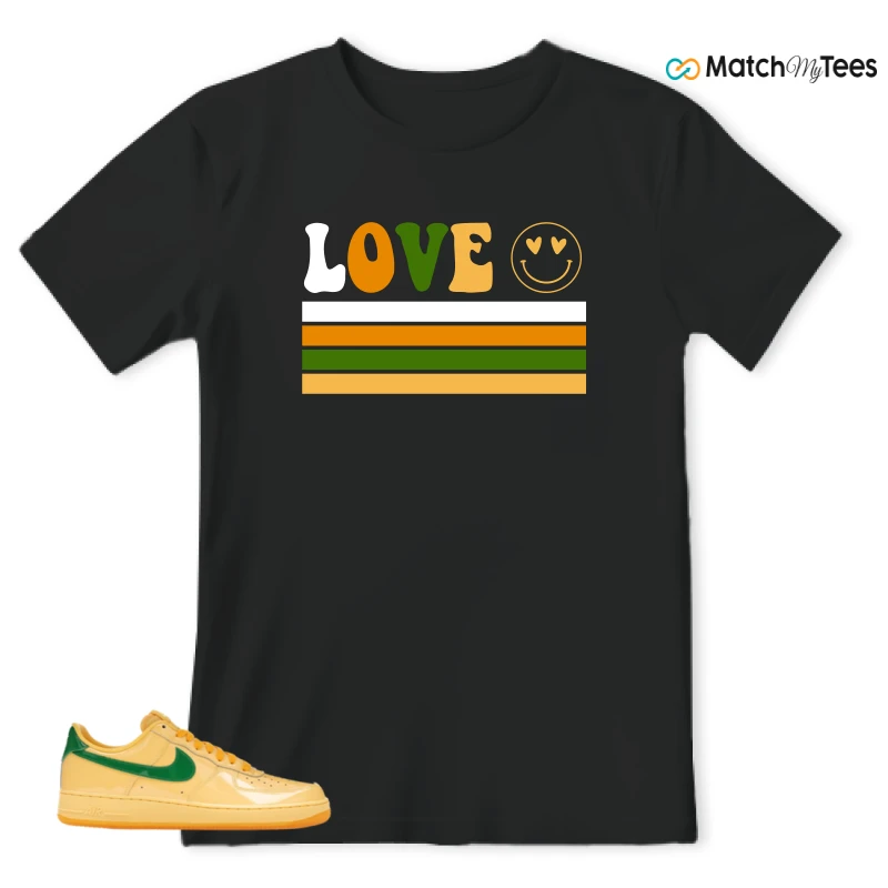 NIKE AIR FORCE 1 LOW PATENT LEATHER TOPAZ GOLD SNEAKER Matching Tees t-shirt