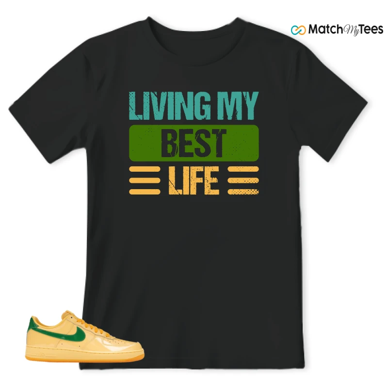 NIKE AIR FORCE 1 LOW PATENT LEATHER TOPAZ GOLD SNEAKER Matching Tees t-shirt
