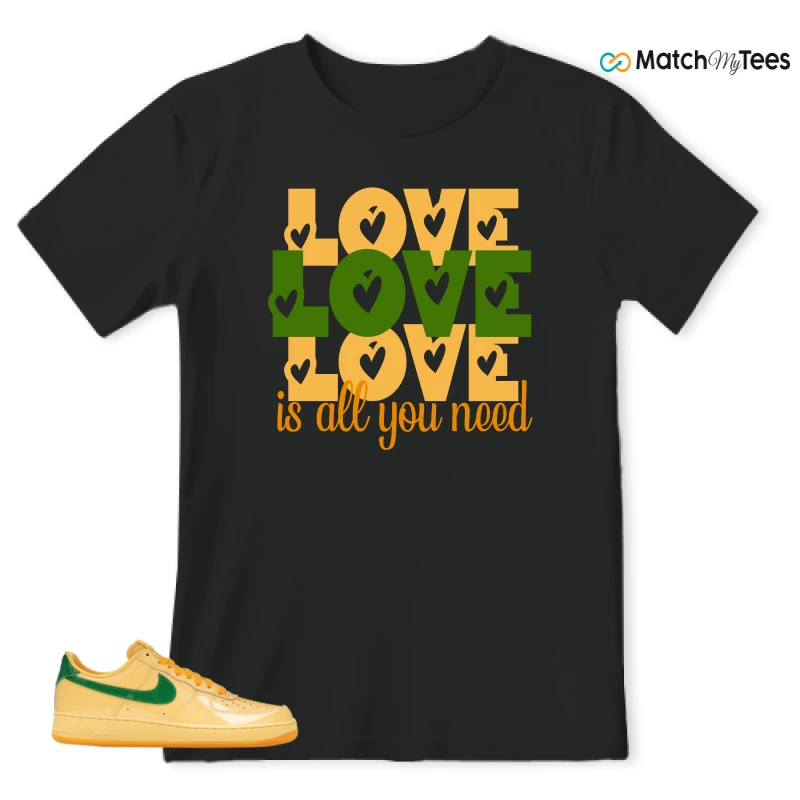 NIKE AIR FORCE 1 LOW PATENT LEATHER TOPAZ GOLD SNEAKER Matching Tees t-shirt