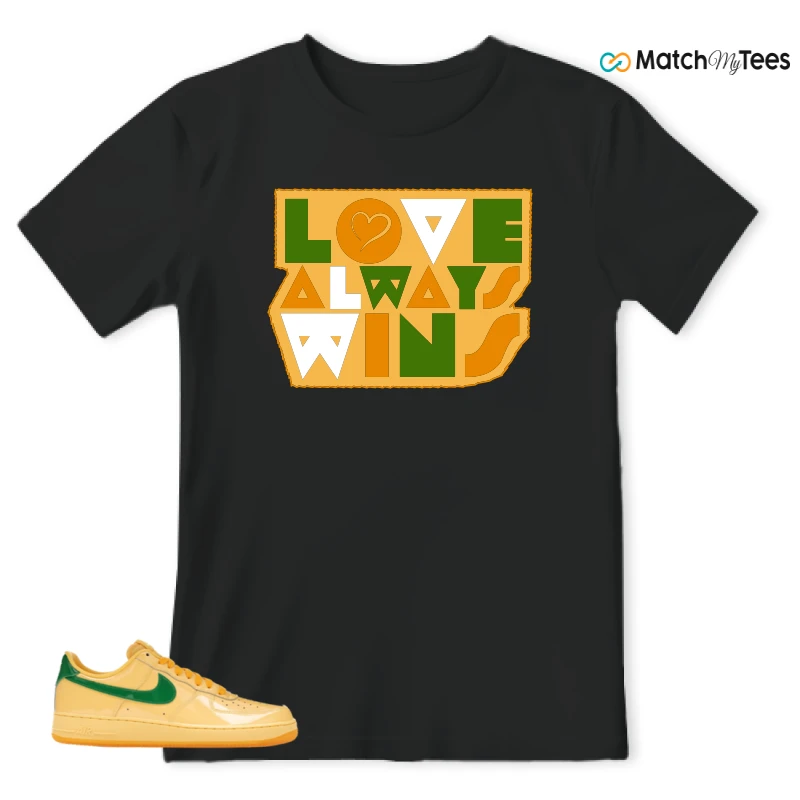 NIKE AIR FORCE 1 LOW PATENT LEATHER TOPAZ GOLD SNEAKER Matching Tees t-shirt