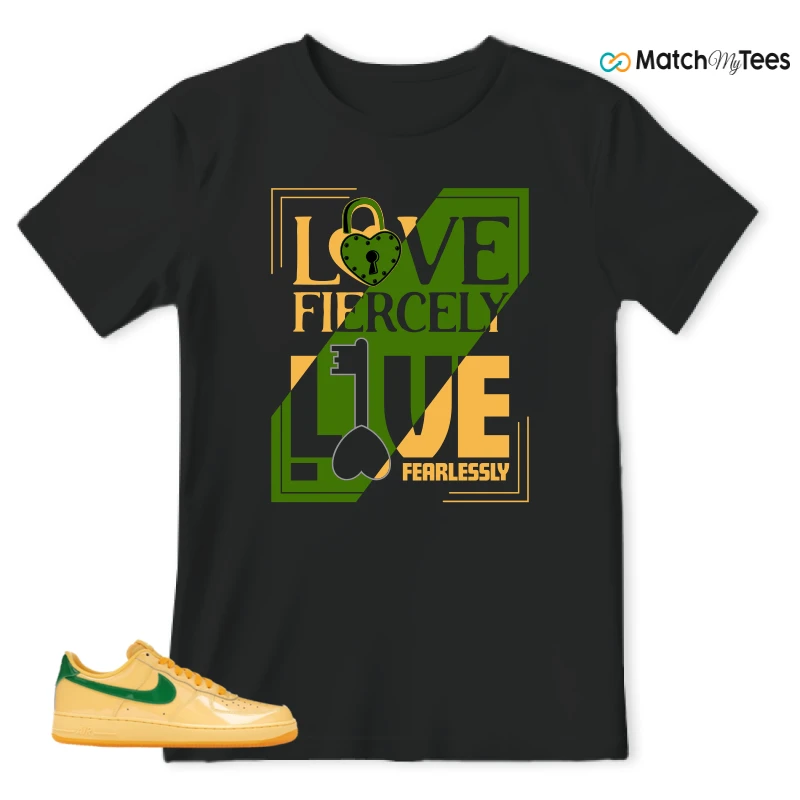 NIKE AIR FORCE 1 LOW PATENT LEATHER TOPAZ GOLD SNEAKER Matching Tees t-shirt