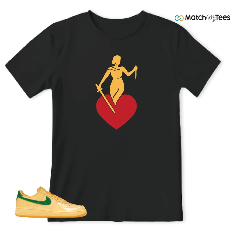 NIKE AIR FORCE 1 LOW PATENT LEATHER TOPAZ GOLD SNEAKER Matching Tees t-shirt