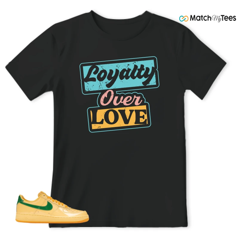 NIKE AIR FORCE 1 LOW PATENT LEATHER TOPAZ GOLD SNEAKER Matching Tees t-shirt